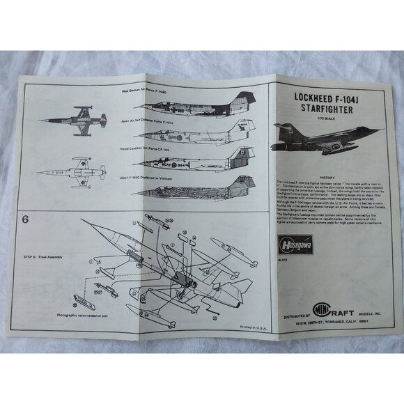 Vintage Hasegawa model kit 1:72 Lockheed F-104J Starfighter airplane 1970s Japan - Picture 6 of 10